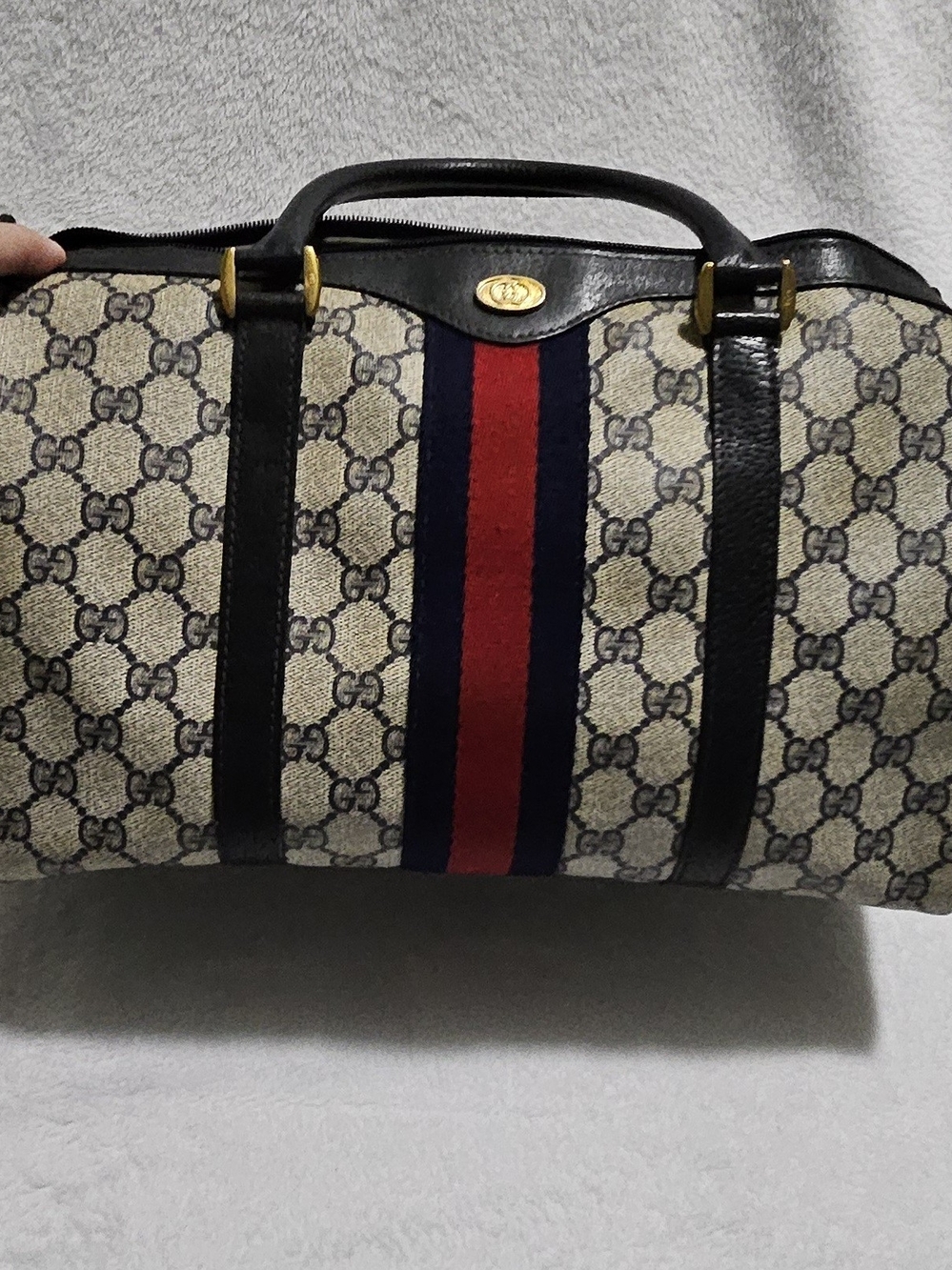 Vintage Blue Gucci Canvas Tote with Wallet and Makeup Bag - Picture 2 of 16